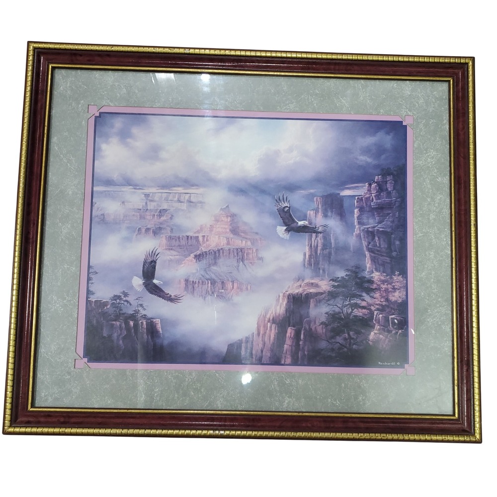 Reichardt Eagle Landscape Art Print 26x22 Purple Good Framed Mated Canyon